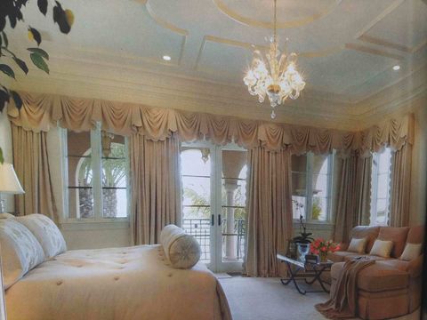 Elegant Bedroom Swags And Cascades — Pompano Beach, FL — Anthony Interiors Elegant Bedroom Swags And Cascades — Pompano Beach, FL — Anthony Interiors