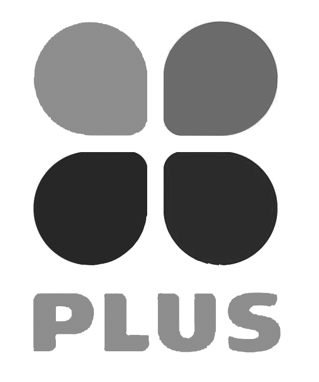 Grijs en zwart logo met vier blaadjes boven het woord