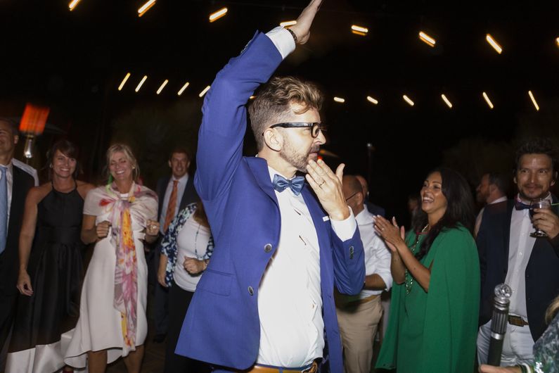 wedding with smiling groom
