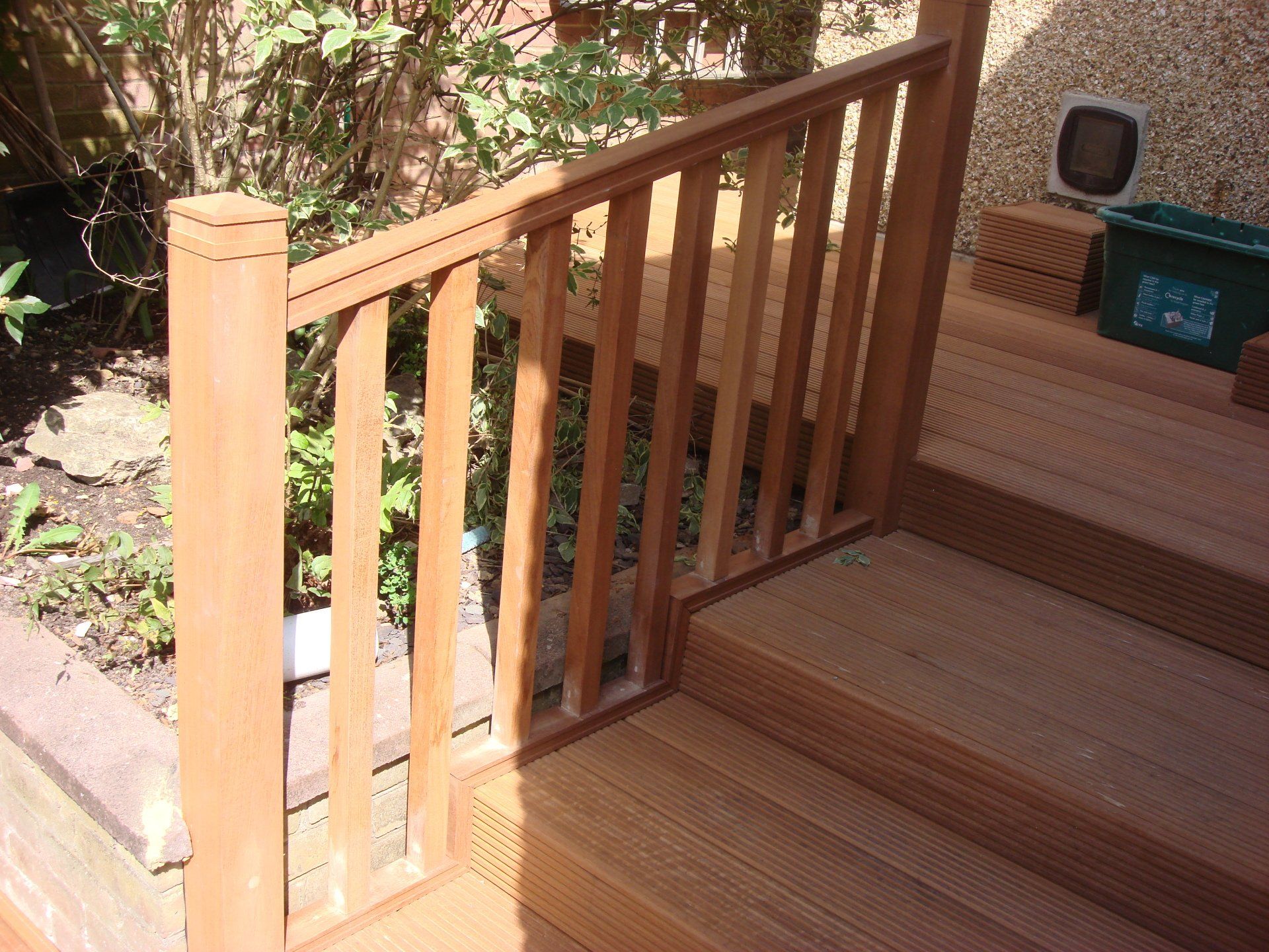 wooden railings and staircases at the lawn