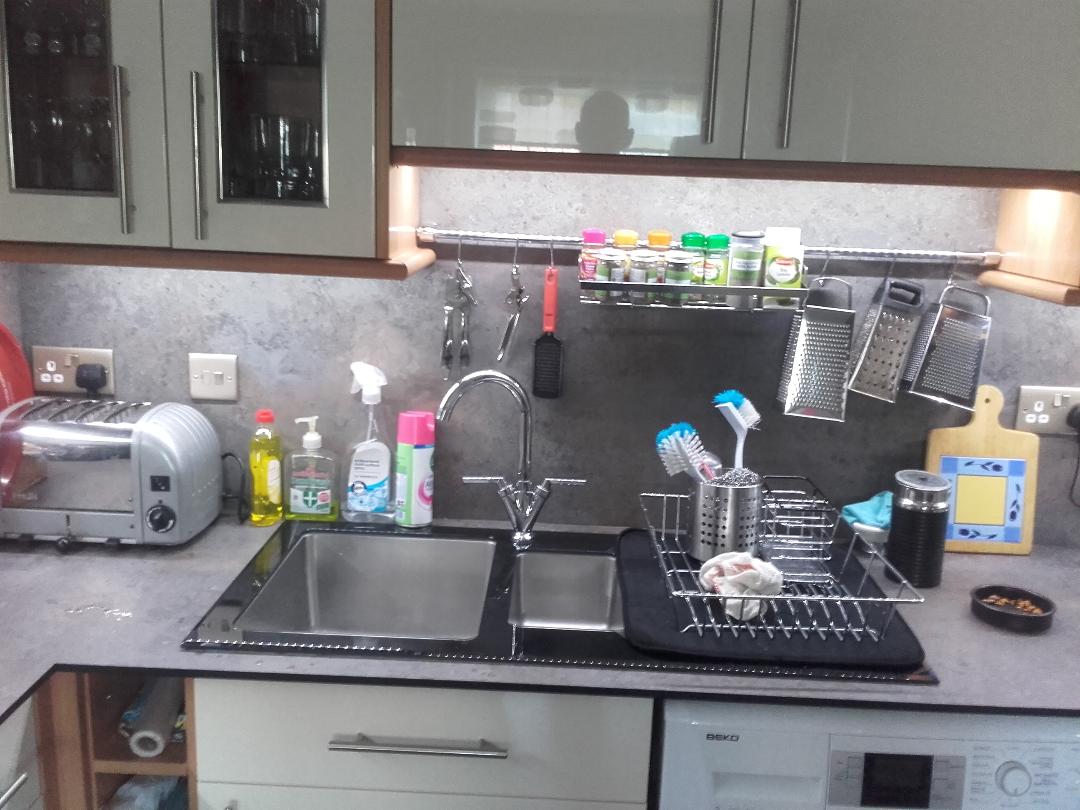 kitchen furnished with dishwasher and holders