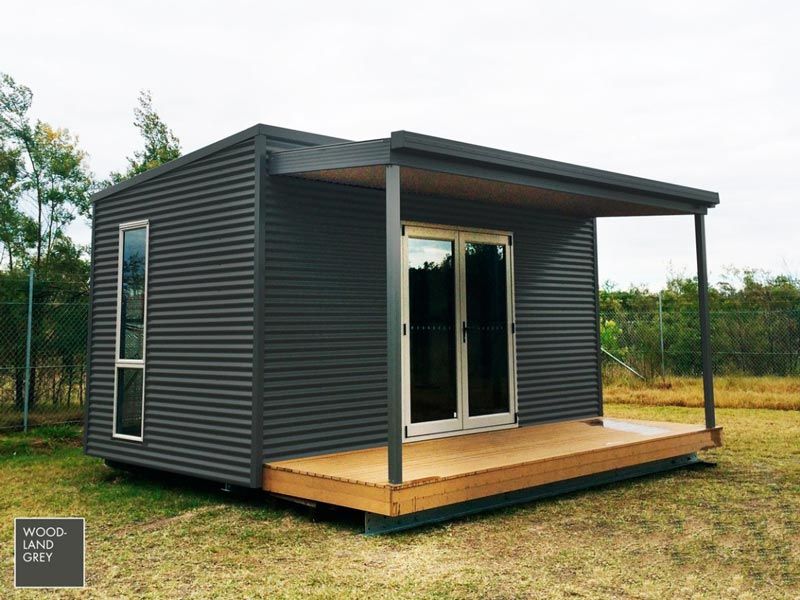 Grey pod with porch