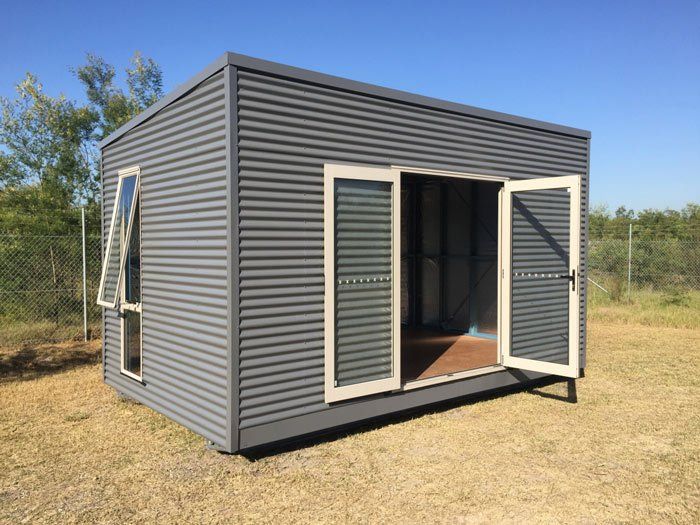 grey pod house