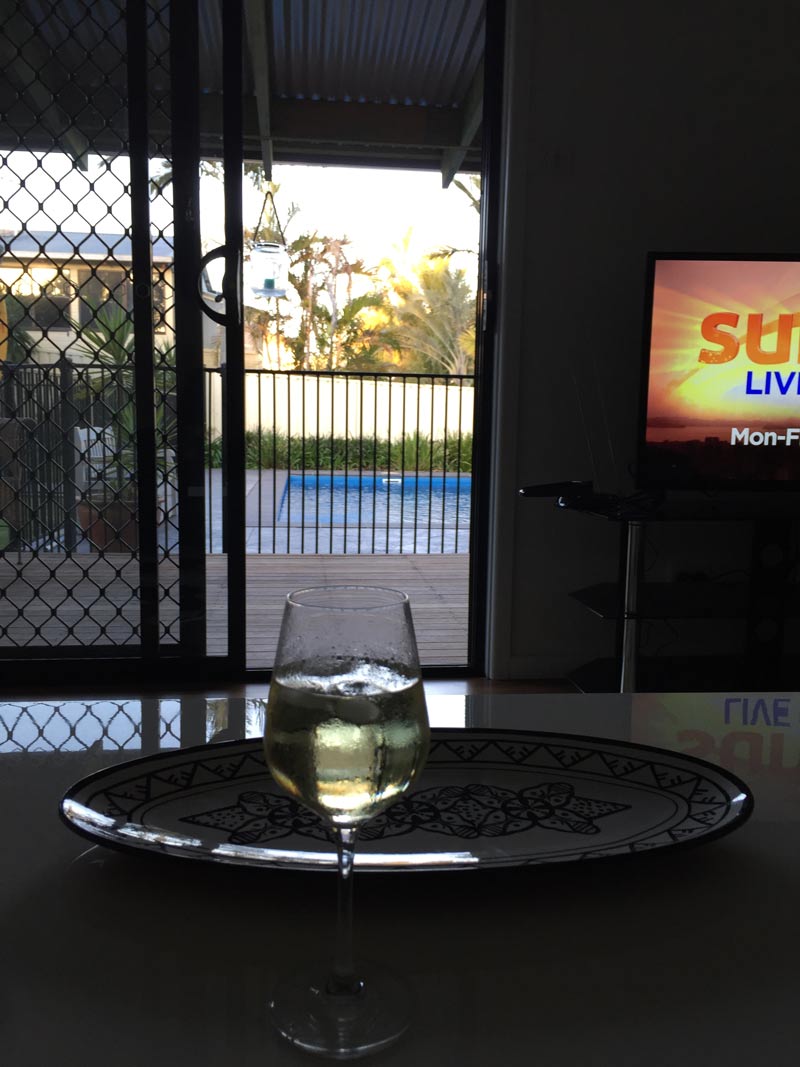 glass of wine of a table