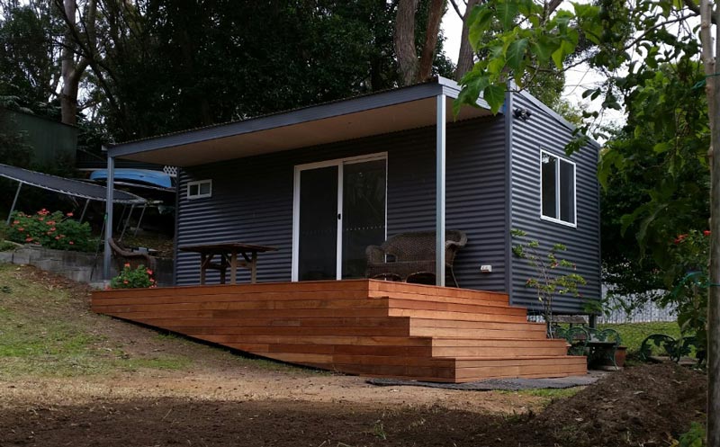pod house around trees