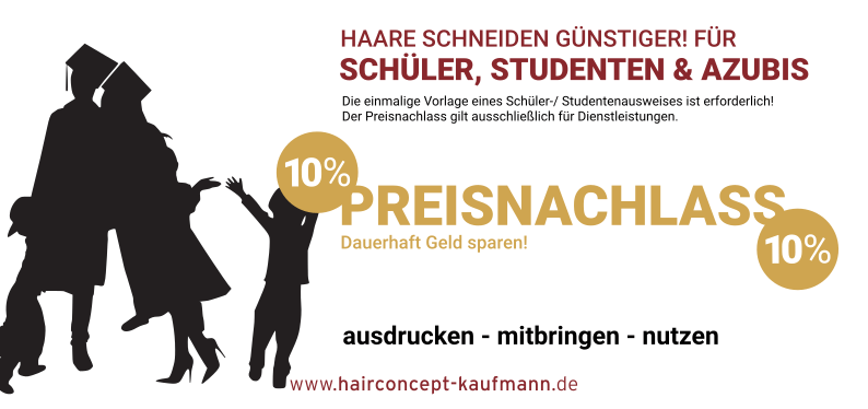 10 Prozent Gutschein für Schüler, Studenten und Auszubildende