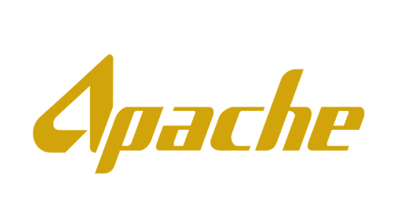 A gold apache logo on a white background