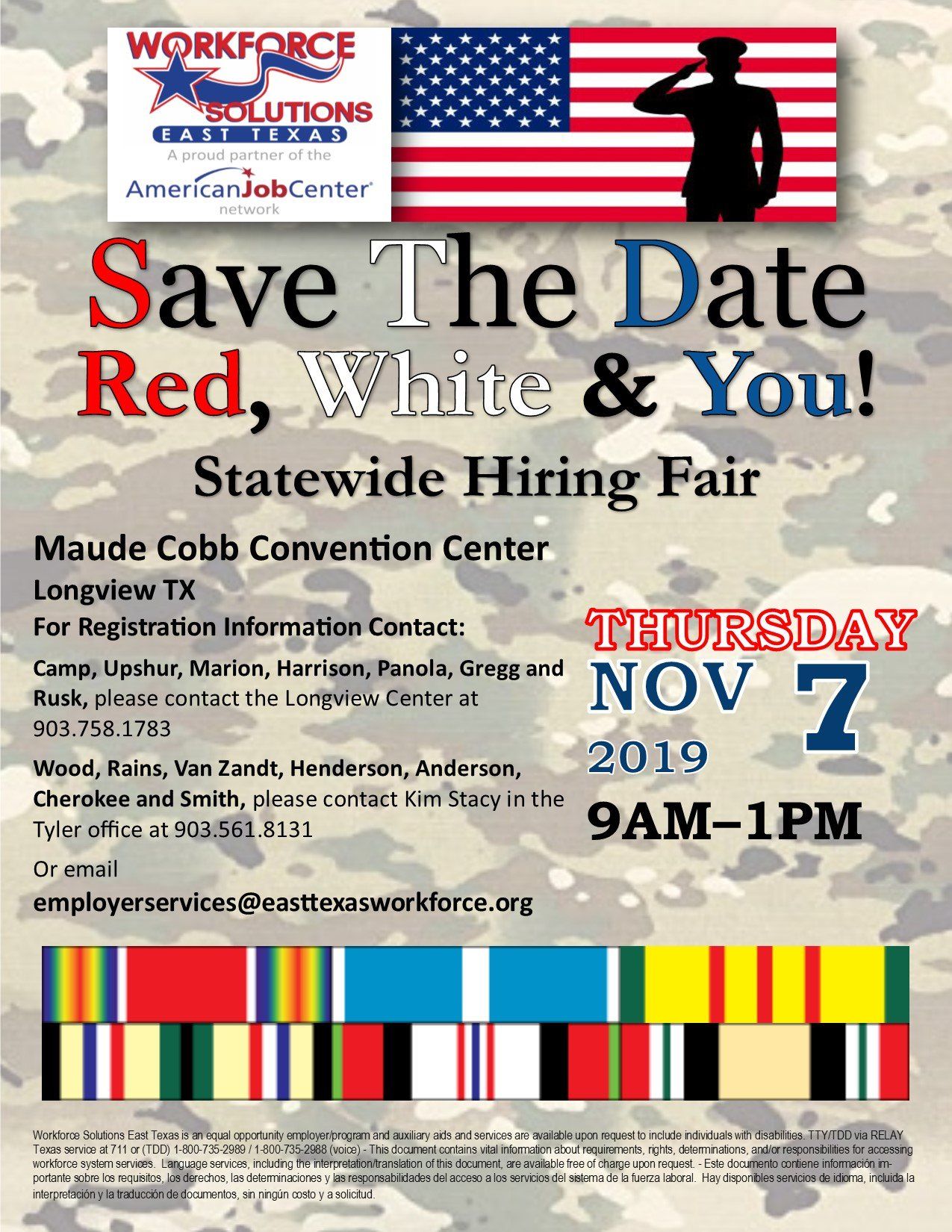 A poster for a statewide hiring fair on november 7.