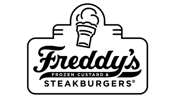 A black and white logo for freddy 's frozen custard and steakburgers.