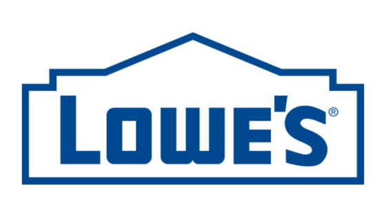 The lowe 's logo is blue and white and looks like a house.