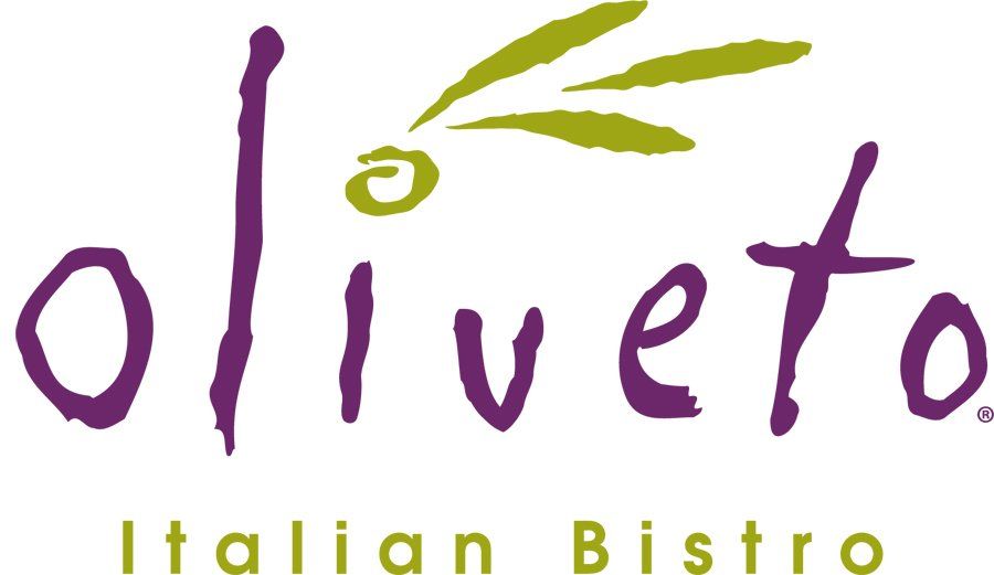 The logo for oliveto italian bistro is purple and green