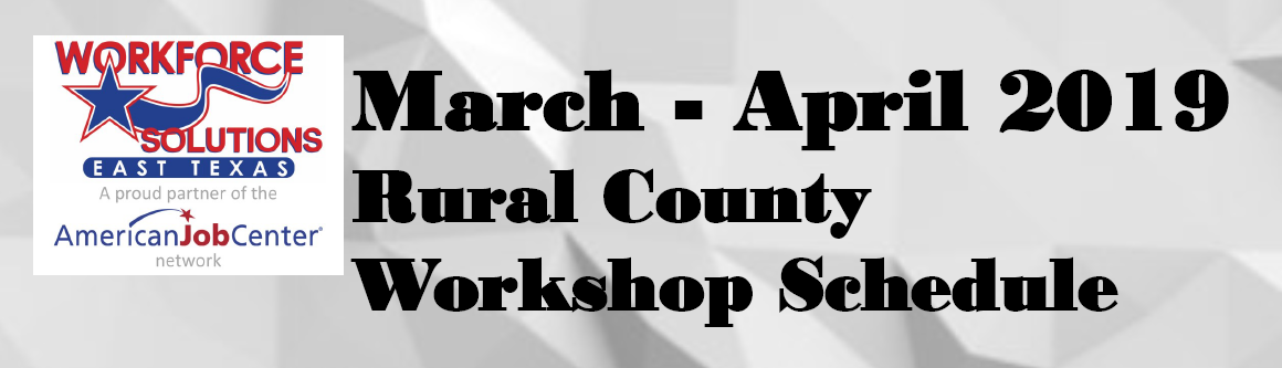 A march april 2019 rural county workshop schedule