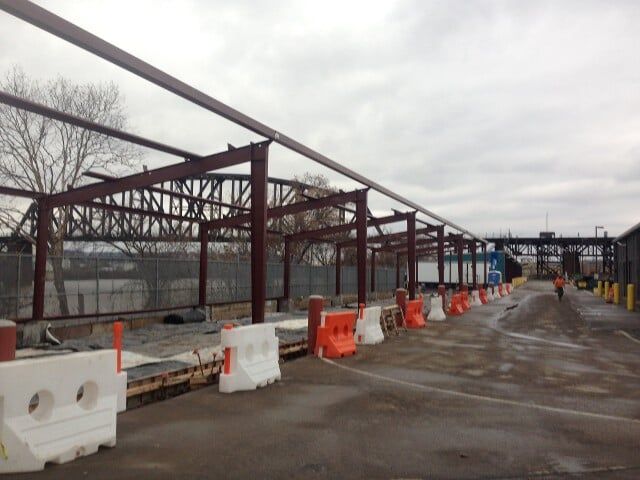 White and Orange hazards inline with the unfinished project - Constructions in New Castle, PA