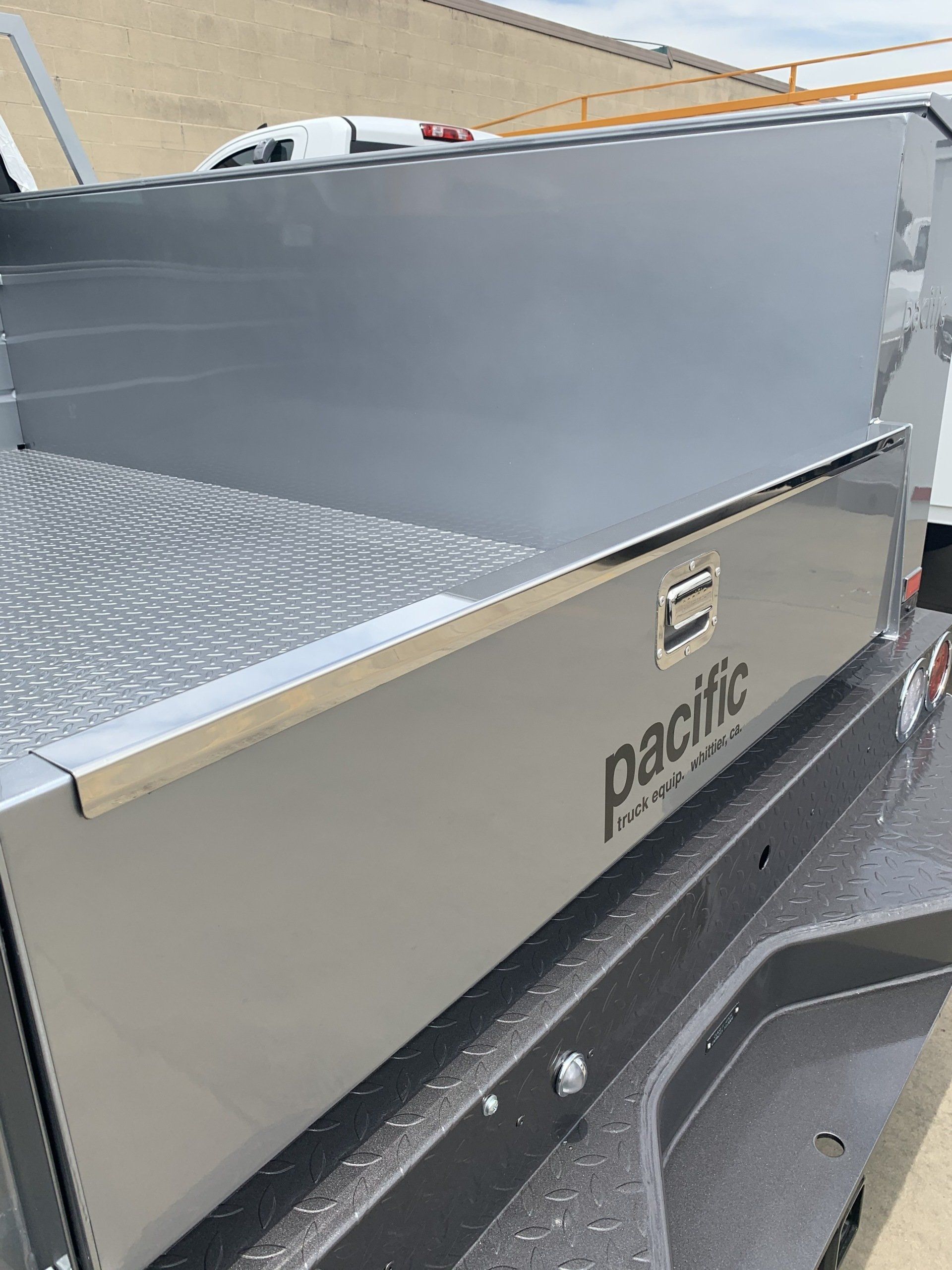Gray steel toolbox with