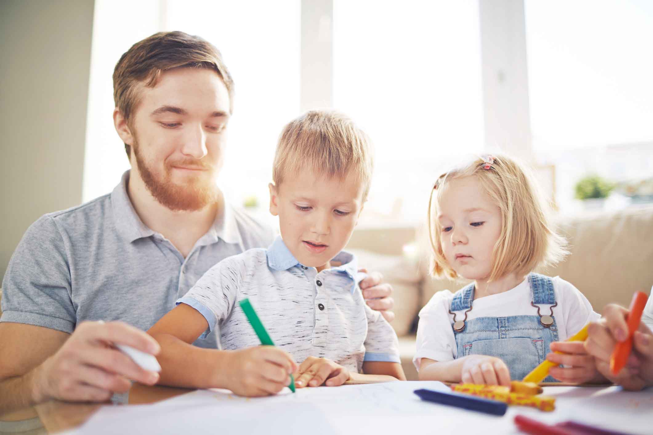 father and kids colouring father and kids colouring