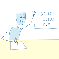 Cartoon of Student Adding