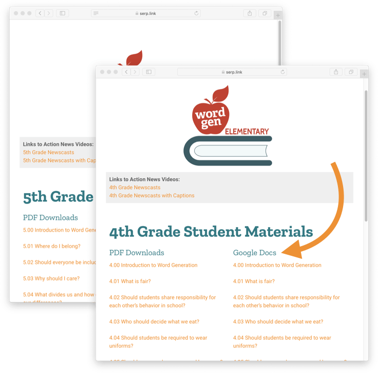 Page from Student Access Website