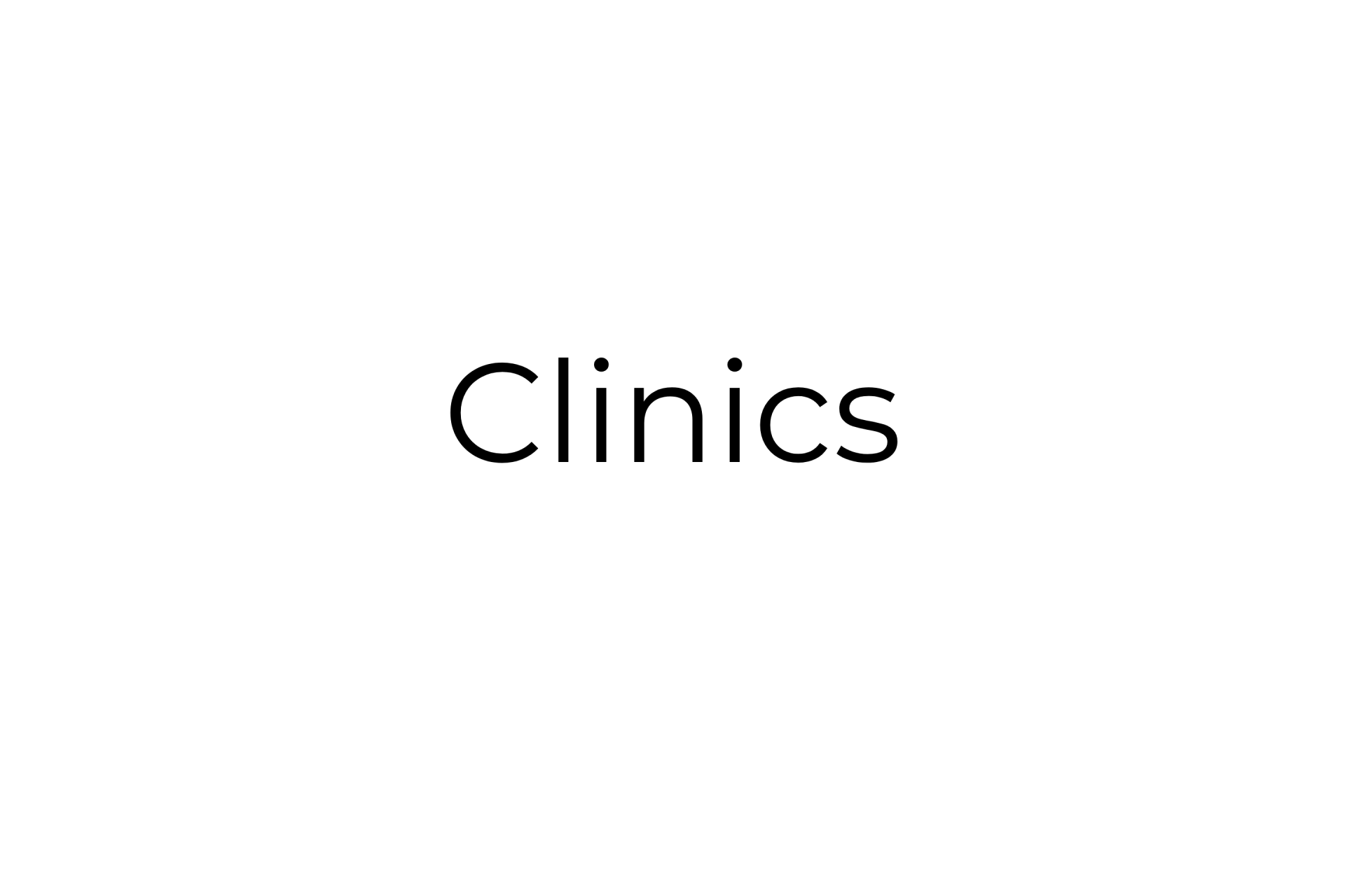 The word clinics is written in black on a white background.
