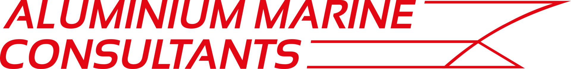 Red logo reading “ALUMINUM MARINE CONSULTANTS” with a stylized red wave line.