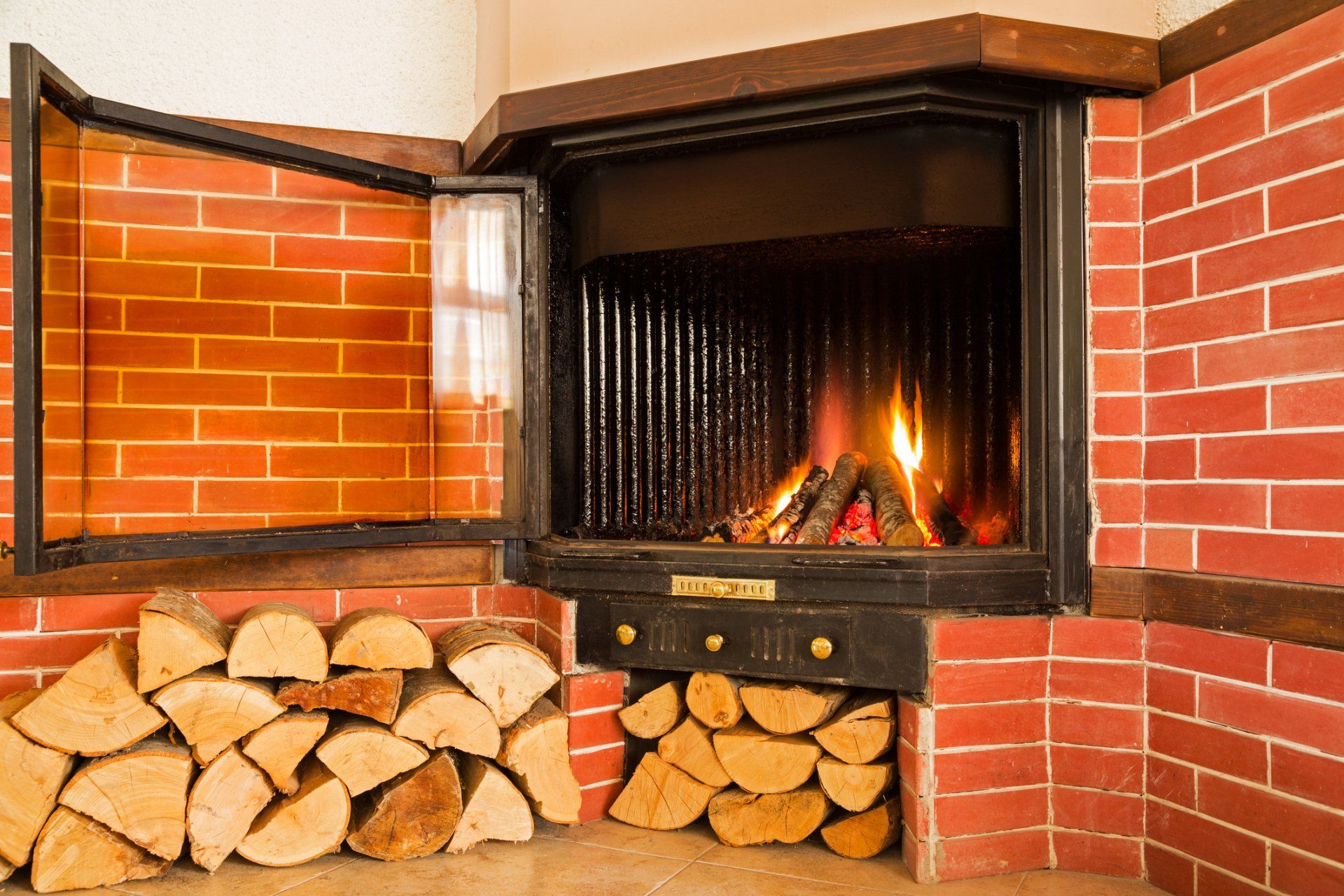 Chimney Installation — Fireplace With Warm Fire in Rohnert Park, CA Chimney Installation — Fireplace With Warm Fire in Rohnert Park, CA