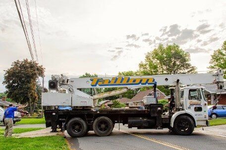 Crane In Progress Jime's Tree Service - Tree services in Albany NY