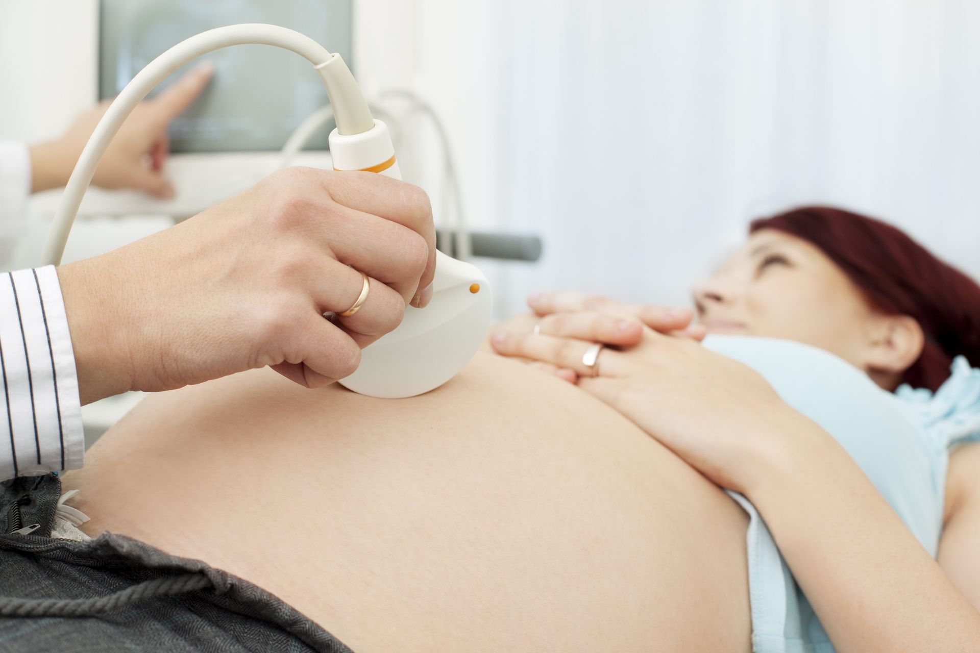Pregnant woman getting a sonogram