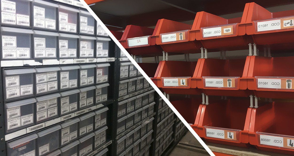 Un almacén lleno de muchas cajas y contenedores.