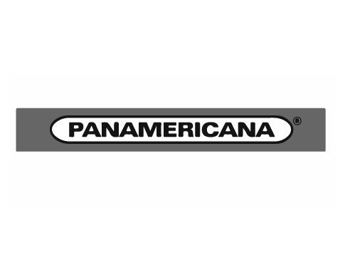 Un logotipo en blanco y negro para panamericana sobre un fondo blanco.