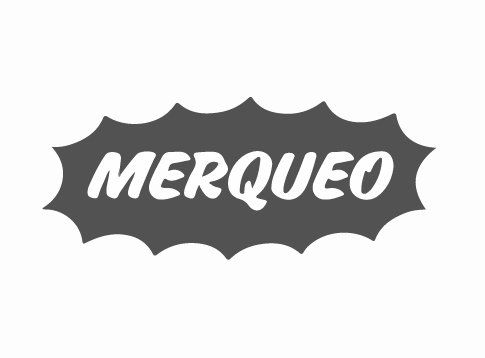 Un logotipo en blanco y negro para merqueo sobre un fondo blanco.