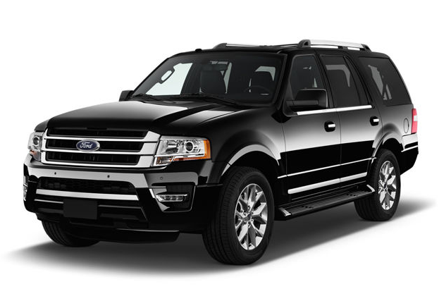 Black Ford Expedition SUV parked, facing forward.