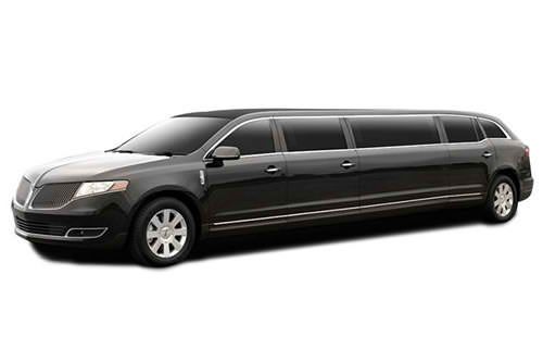 Black limousine on a white background.