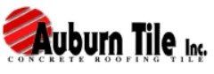 Auburn Tile Inc. logo with red striped circle and black text, “Concrete Roofing Tile” underneath