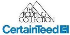 The Roofing Collection and CertainTeed logos in black and blue