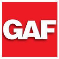 GAF logo in white letters on a red background