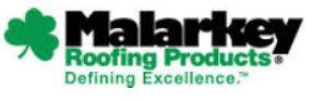 Malarkey Roofing Products logo with green clover and tagline “Defining Excellence.”