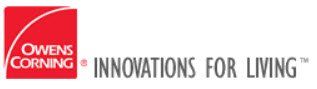 Owens Corning logo with red square and gray “Innovations for Living” tagline