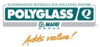 POLYGLASS/Q Mapei Group logo with “Adds value!” tagline on a white background
