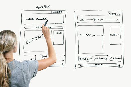 woman designing small business website