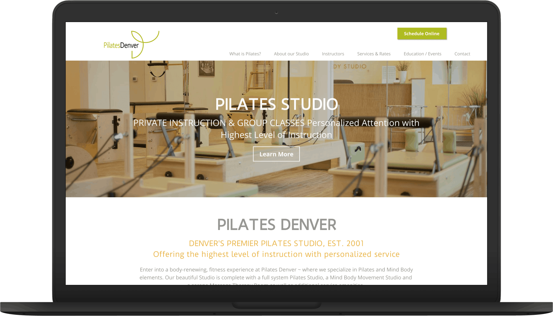 Pilates Denver website