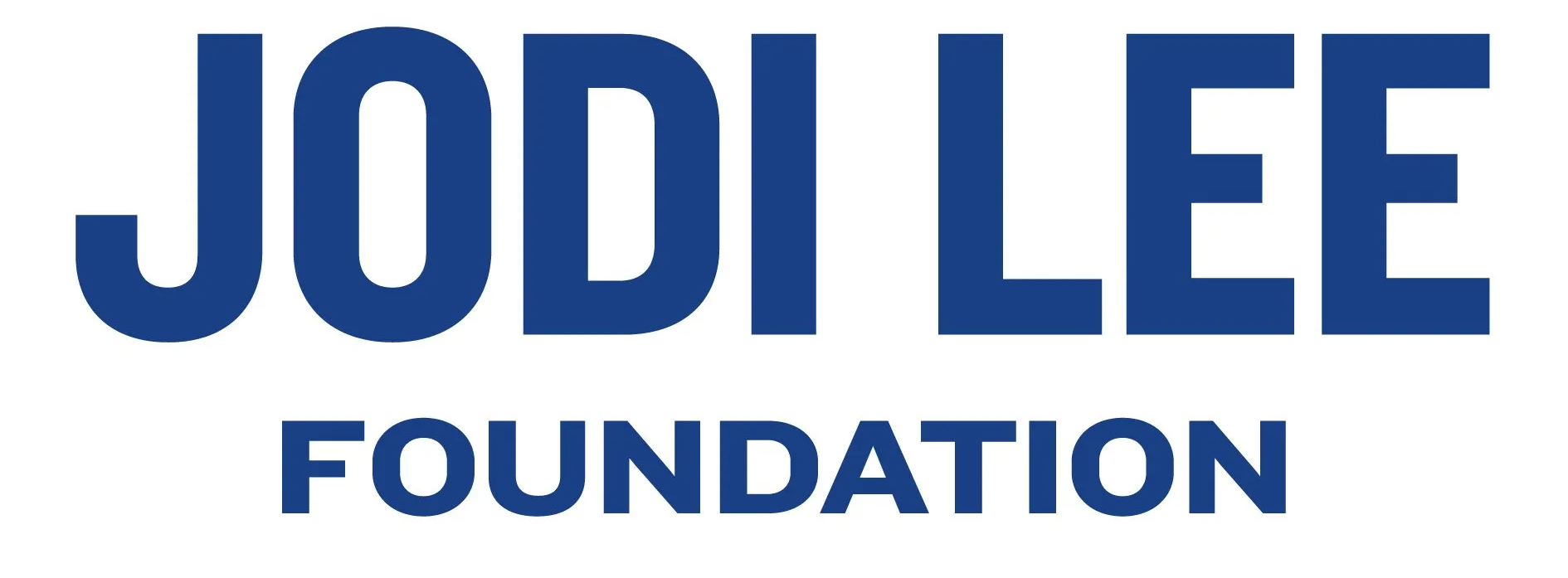 The logo for the jodi lee foundation is blue and white.