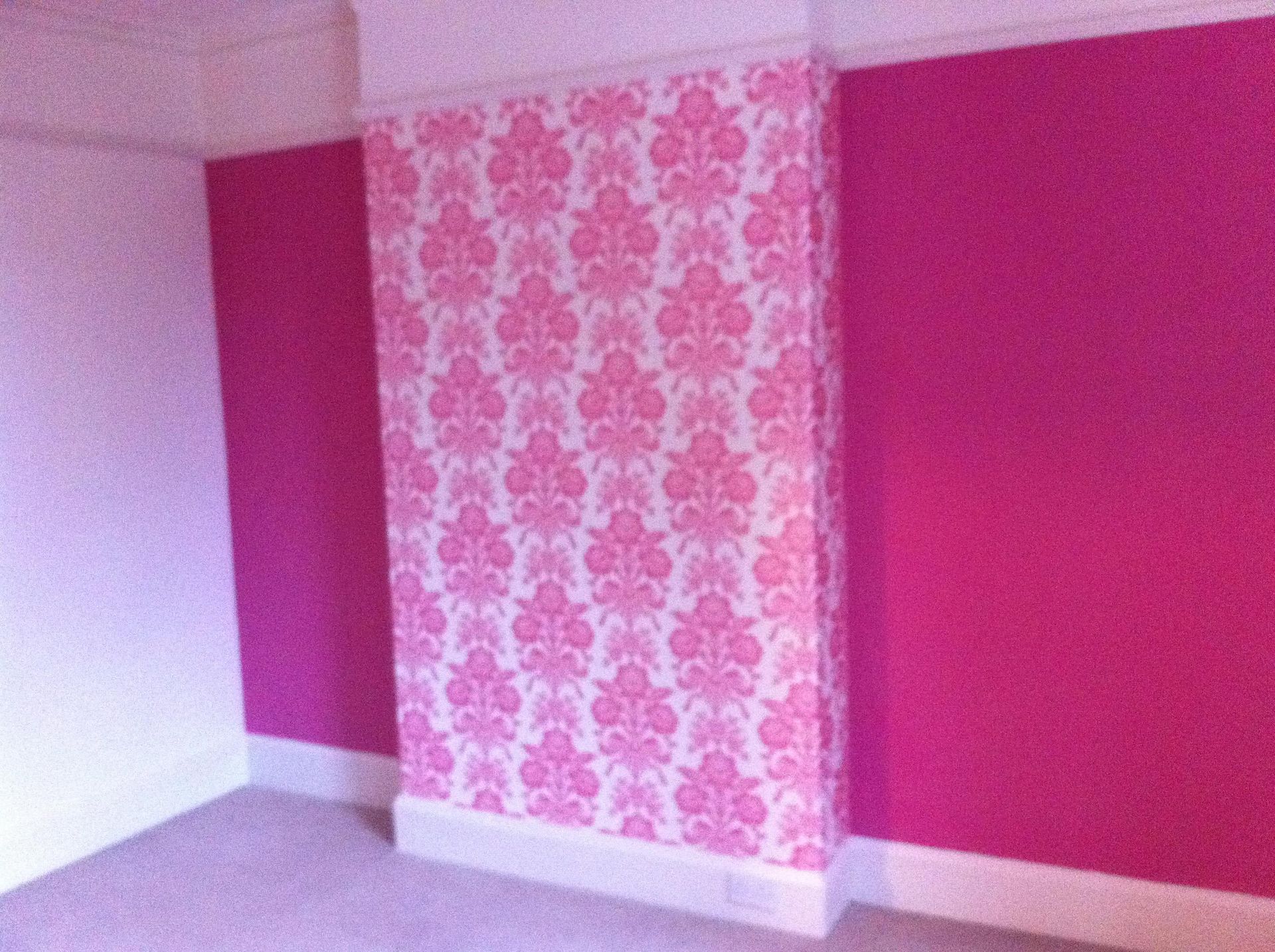 Beautiful pink wall painted by our team in Grantham, NG