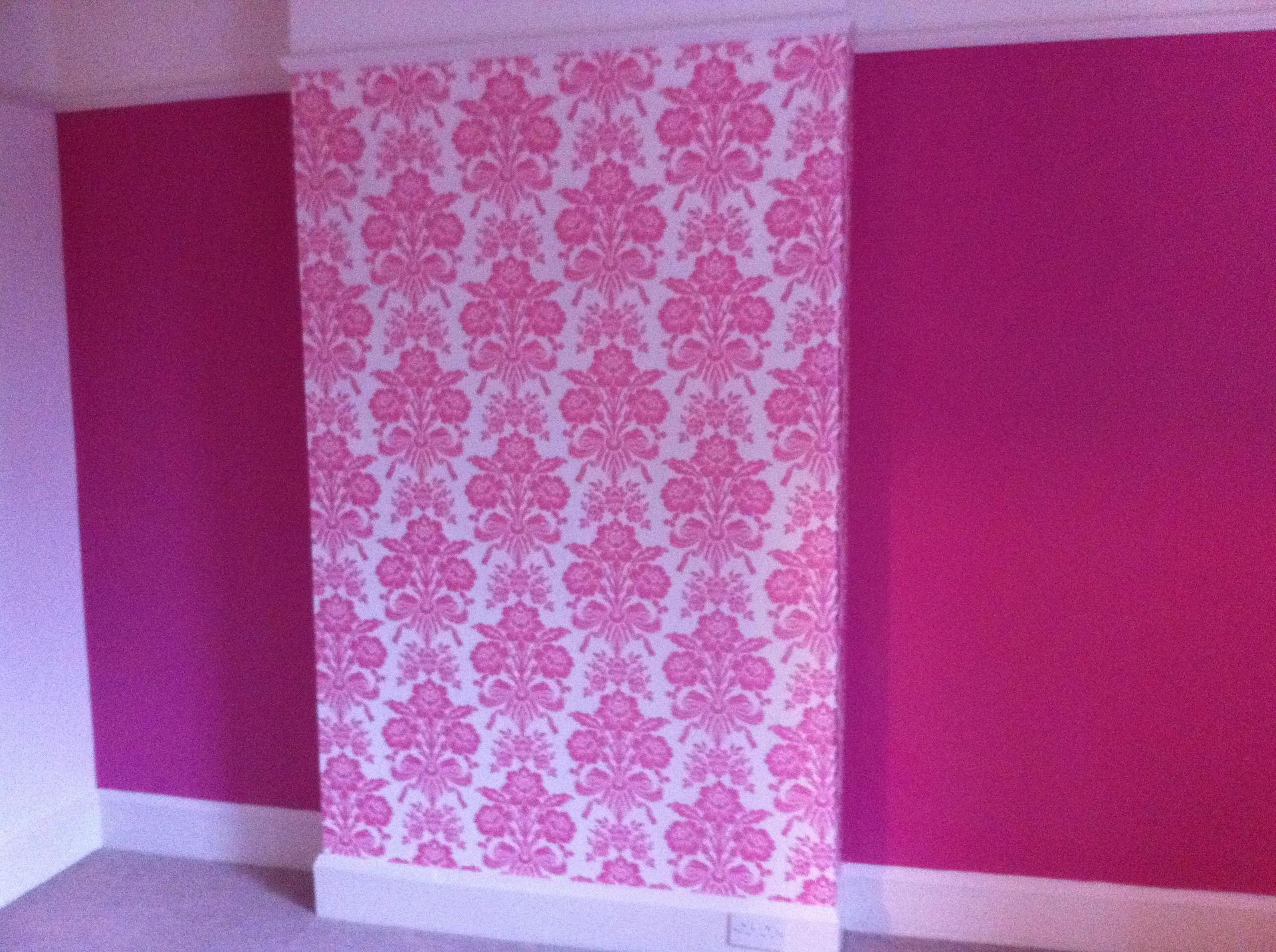 Beautiful pink wall painted by our team in Grantham, NG