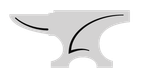 A black and white drawing of an anvil on a white background.