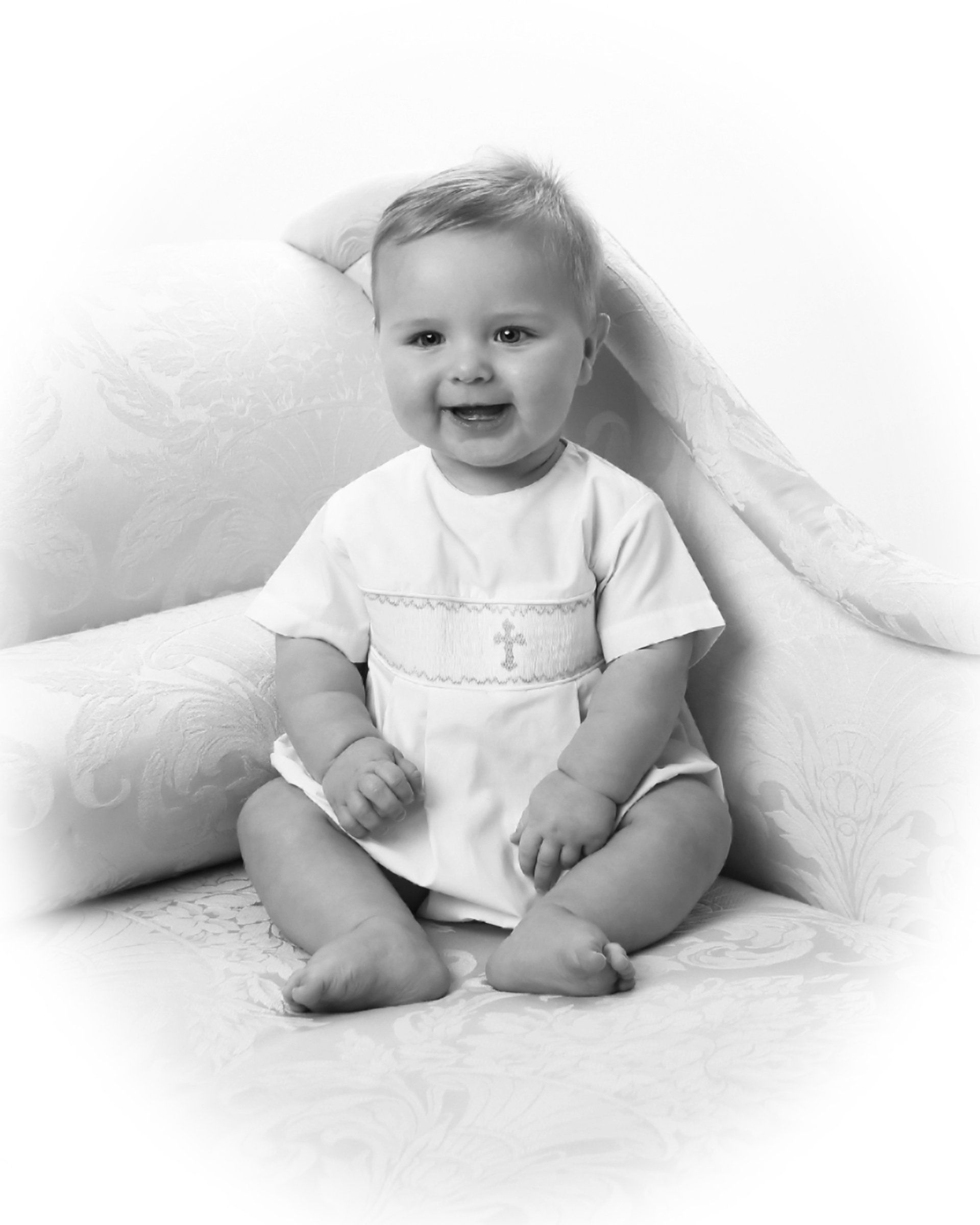 Classic black and white photo of baby