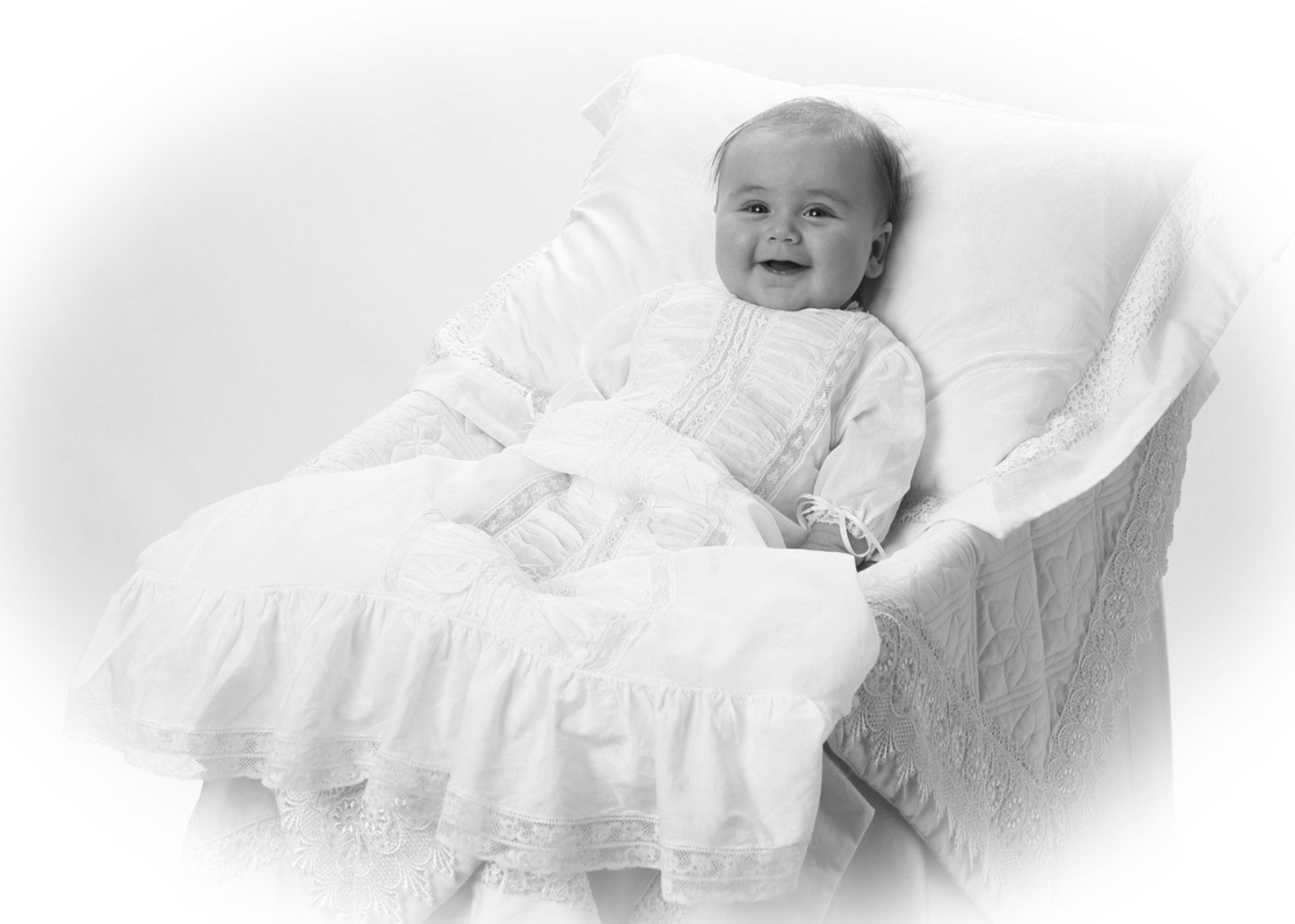 Cute black and white photo of baby in Nashville