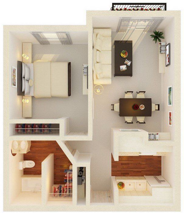 1 Bedroom, 1 Bathroom 612 Square Feet