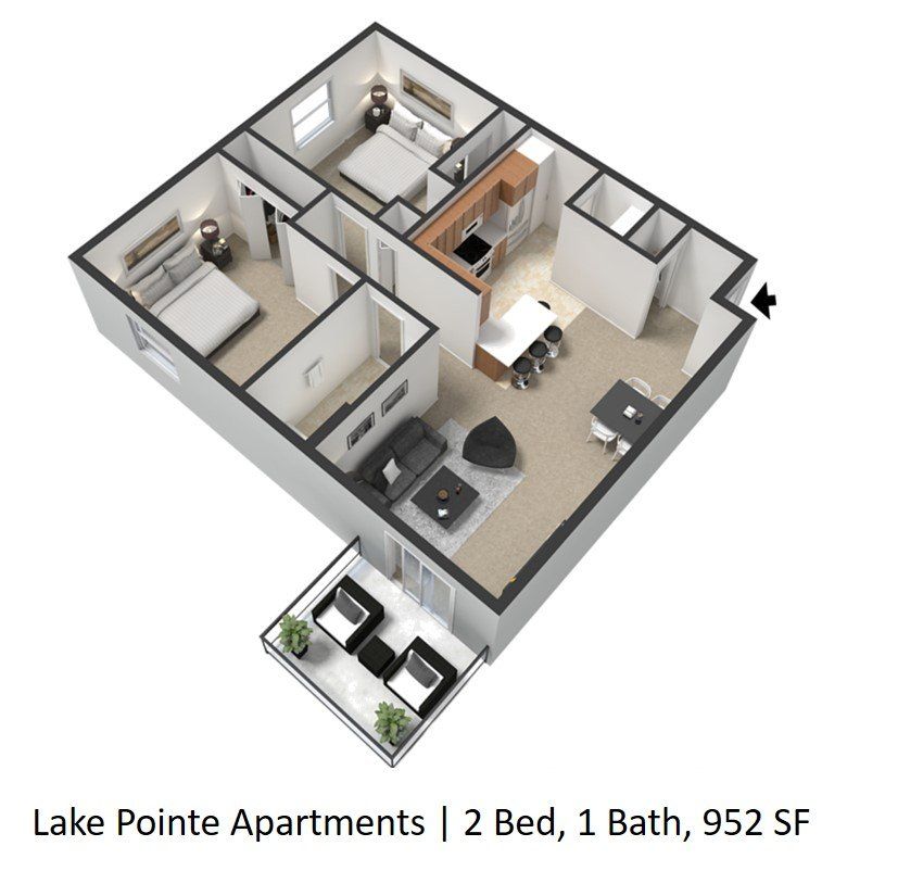 2 Bed 1 Bath furnished