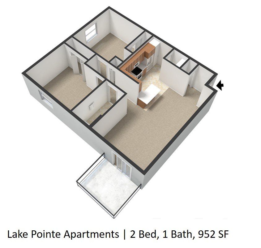 2 Bed 1 Bath unfurnished