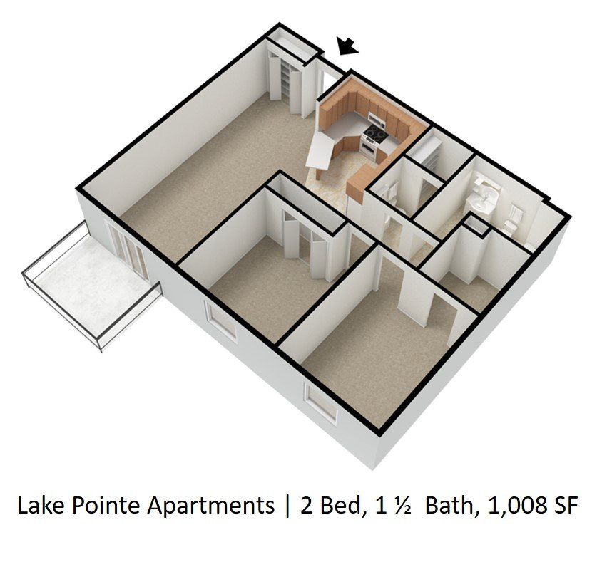 2 Bed 1.5 Bath unfurnished