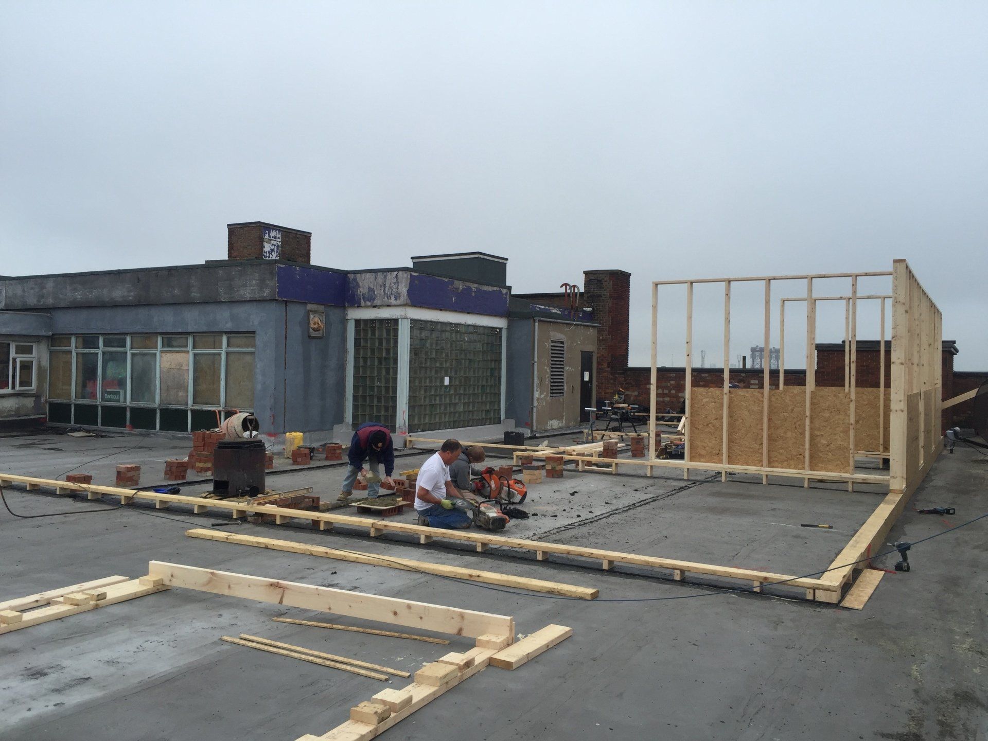 timber framed building - before